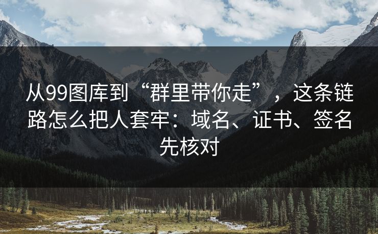 从99图库到“群里带你走”，这条链路怎么把人套牢：域名、证书、签名先核对
