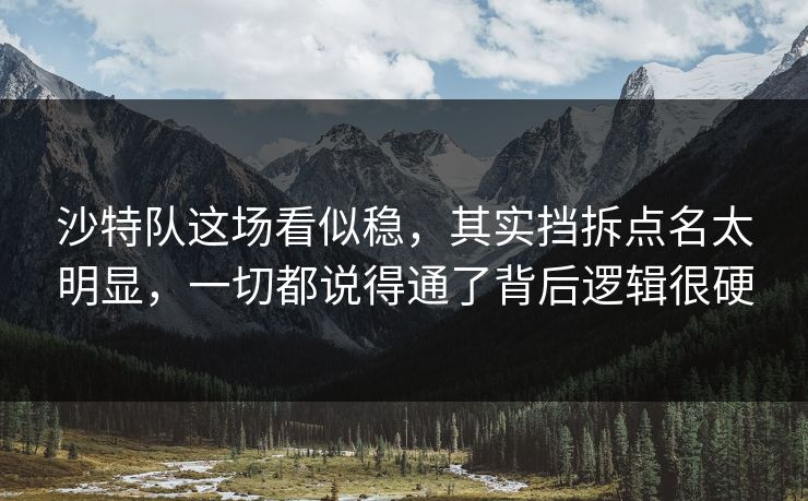 沙特队这场看似稳，其实挡拆点名太明显，一切都说得通了背后逻辑很硬