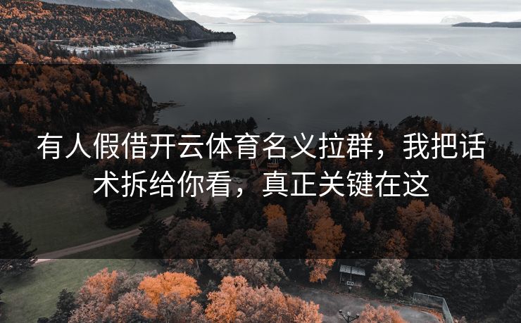 有人假借开云体育名义拉群，我把话术拆给你看，真正关键在这