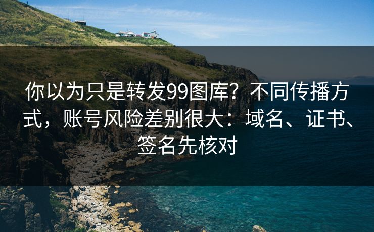 你以为只是转发99图库？不同传播方式，账号风险差别很大：域名、证书、签名先核对